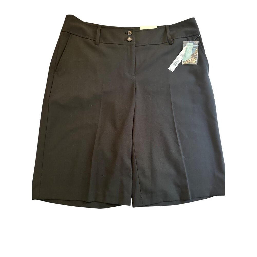 Womens Apt. 9 Maxwell Pant Size 14 Relaxed Fit Black Stretch Dress Shorts